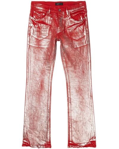 Purple Brand P004 Foiled Straight-leg Jeans - Red