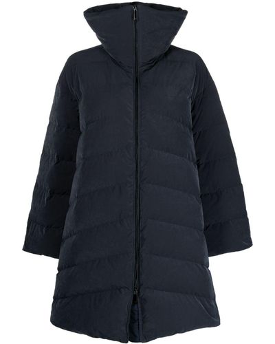 Emporio Armani Suede Effect Parka Coat - Blue