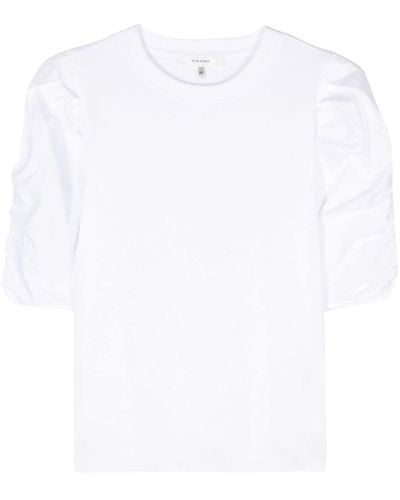 FRAME Puff-sleeve Organic Cotton T-shirt - White
