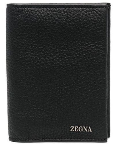 Zegna Porte-cartes en cuir à plaque logo - Blanc