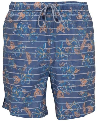 Peter Millar Floral-print Swim Shorts - Blue