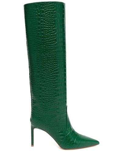 Bettina Vermillon Josephine Crocodile-embossed Knee Boots - Green