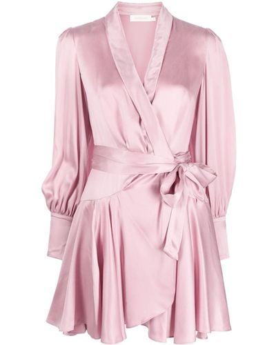 Zimmermann Langärmeliges Wickelkleid - Pink