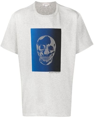 Alexander McQueen Alexander Mc Queen Skull-print Cotton T-shirt - Blue