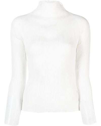 Issey Miyake Haut en chiffon à design plissé - Blanc