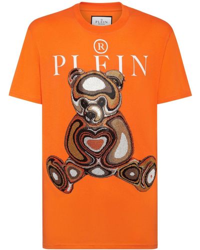 Philipp Plein Crystals Teddy Bear Tシャツ - オレンジ