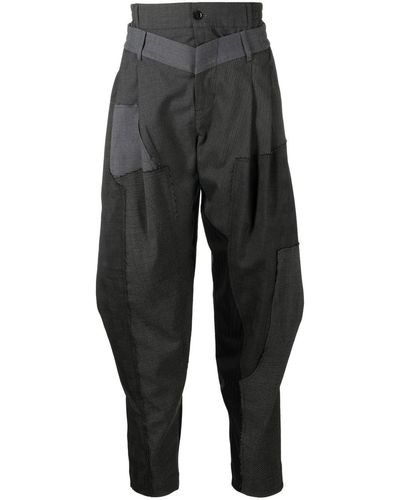 Feng Chen Wang Layered-design Tapered Trousers - Black