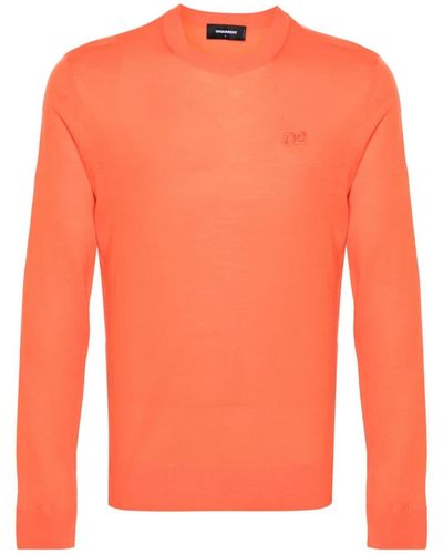 DSquared² Logo-embroidered Wool Sweater - Orange