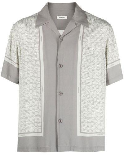 Sandro Geometric-print Short-sleeve Shirt - Gray
