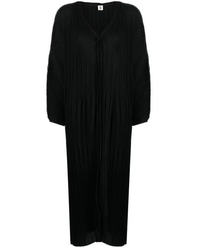 By Malene Birger Vestido con efecto plisado y cuello en V - Negro