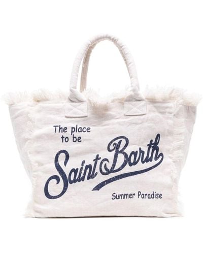 Mc2 Saint Barth Vanity Strandtasche aus Leinen - Weiß