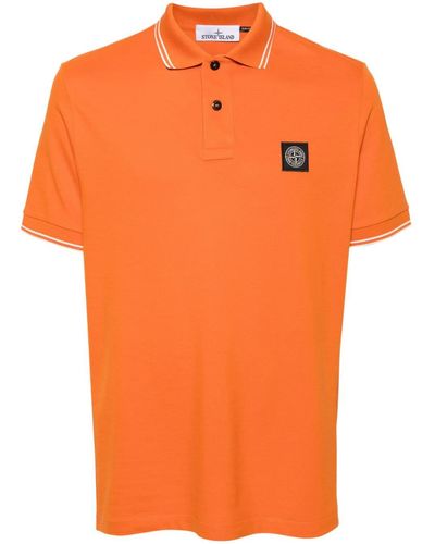 Stone Island Compass-motif Polo Shirt - Orange