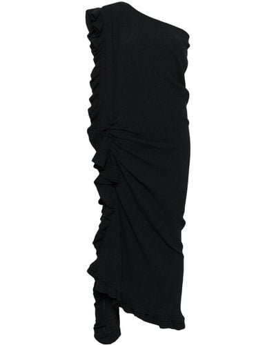 Bimba Y Lola Asymmetric Seersucker Maxi Dress - Black