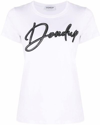 Dondup T-Shirt mit Logo-Prägung - Weiß