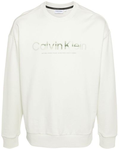 Calvin Klein Logo-print Organic Cotton Sweatshirt - White