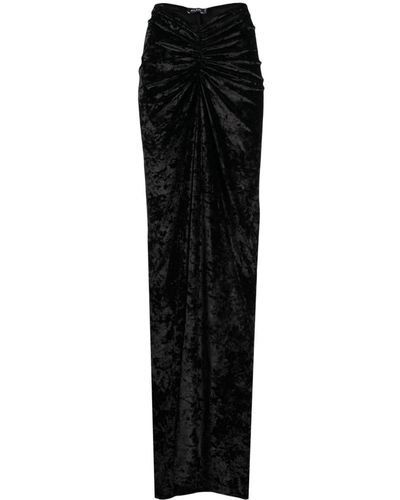 Atlein Velvet-finish Ruched-detailing Skirt - Black