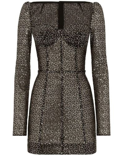 Dolce & Gabbana Sequin-embellished Corset Mini Dress - Black