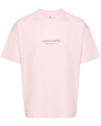Vetements Embossed-logo Cotton T-shirt - Pink