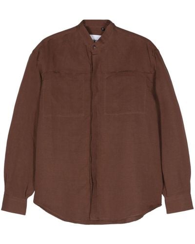 Costumein Slub-texture Long-sleeve Shirt - Brown