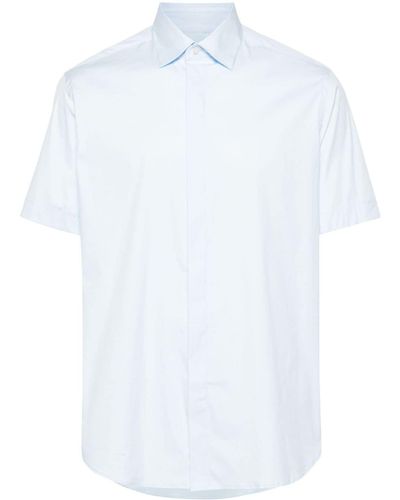 Low Brand Popeline-Hemd mit klassischem Kragen - Weiß