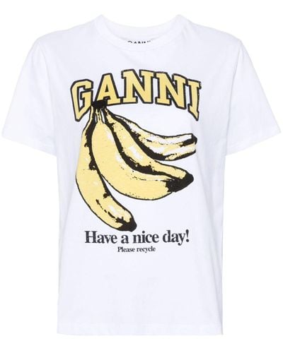 Ganni Banana Tシャツ - ホワイト
