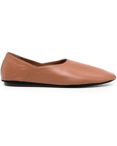 Jil Sander Two-panel Leather Ballerina Shoes - Brown