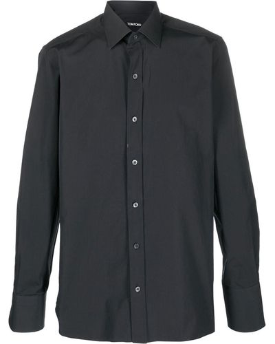 Tom Ford Katoenen Overhemd - Zwart