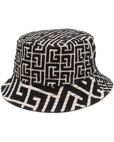 Balmain Jacquard-monogram Bucket Hat - Black