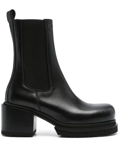 Pinko 70mm Logo-debossed Leather Ankle Boots - Black