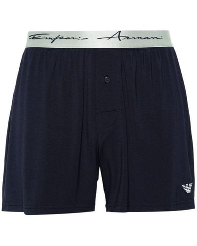 Emporio Armani Logo-waistband Boxer Shorts - Blue