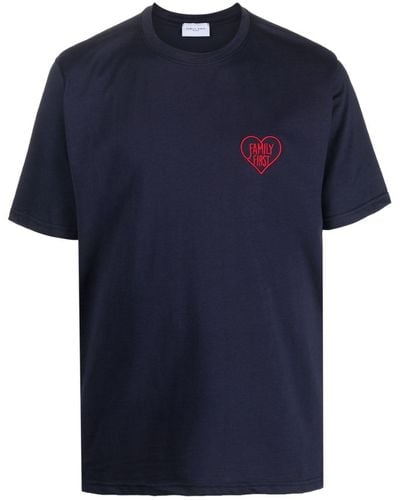 FAMILY FIRST Logo-embroidered Cotton T-shirt - Blue