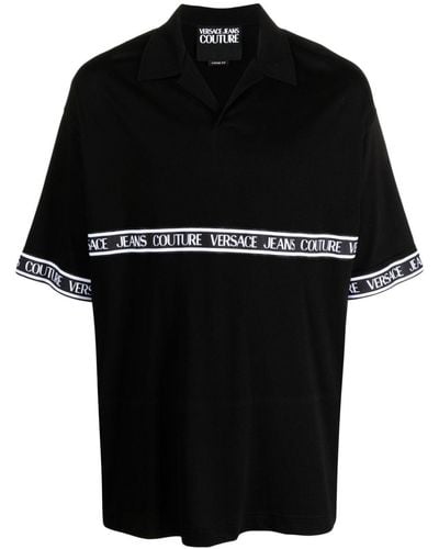 Versace Poloshirt mit Logo-Streifen - Schwarz