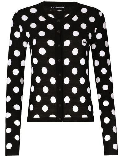 Dolce & Gabbana Polka Dot-pattern Button-up Cardigan - Black