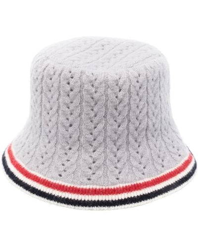 Thom Browne Knit Logo Bucket Hat - Grey