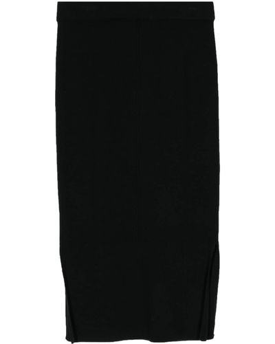 N.Peal Cashmere Side-slit Cashmere Skirt - Black
