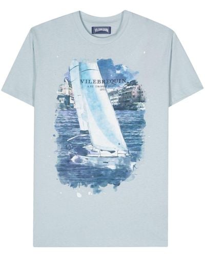 Vilebrequin T-shirt en coton à imprimé graphique - Bleu