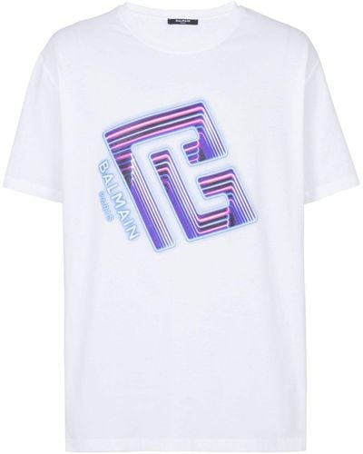 Balmain T-shirt Met Logoprint - Blauw