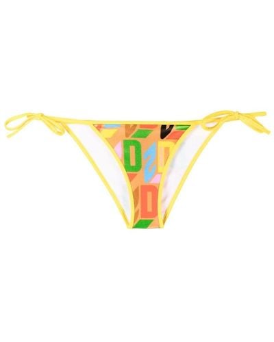 DSquared² Logo-print Side-tie Bikini Bottoms - Yellow