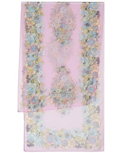 Etro Floral-Print Silk Scarf - Pink
