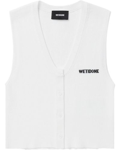 we11done Knitted Logo Vest - White
