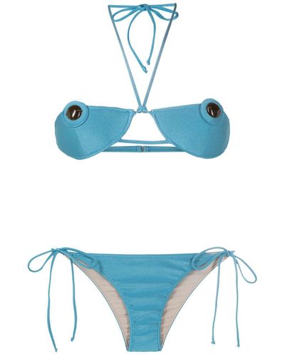 Adriana Degreas Detail-appliqué Bikini Set - Blue