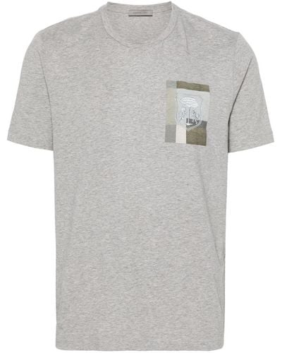 Corneliani Logo-embroidered Crew-neck T-shirt - Grey