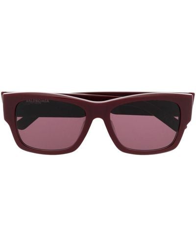 Balenciaga Enamelled-logo Square-frame Sunglasses - Purple