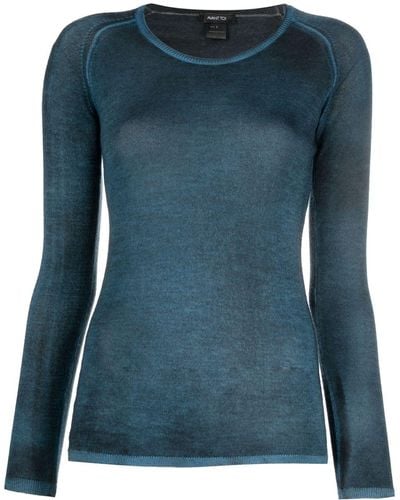 Avant Toi Contrast-stitch Cashmere-silk Sweater - Blue