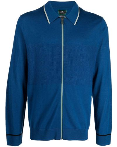 PS by Paul Smith Spread-collar Zip-up Cardigan - Blue