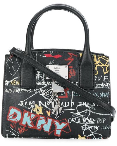 Donna Karan Bolso shopper pequeño con graffitis - Negro