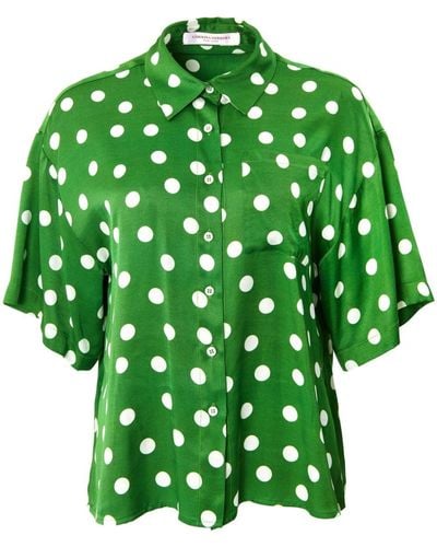 Carolina Herrera Polka Dot Shirt Blouse - Green