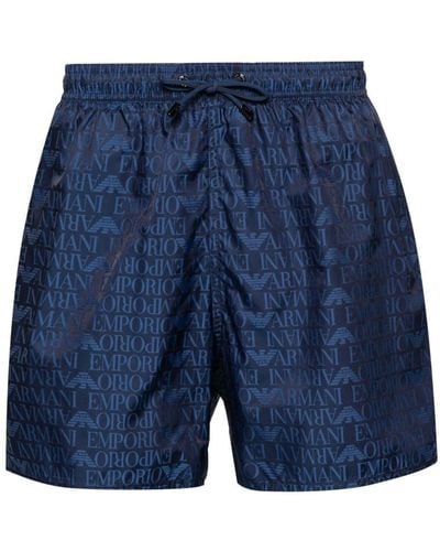 Emporio Armani Logo-print Swim Shorts - Blue