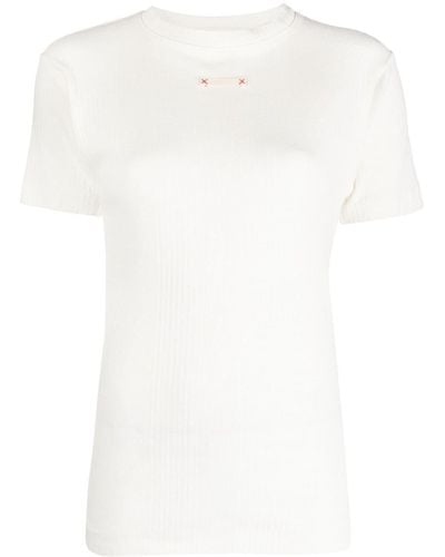 Maison Margiela T-Shirt mit Logo-Patch - Weiß
