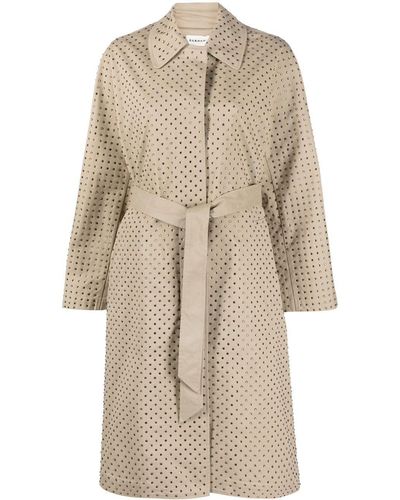 P.A.R.O.S.H. Crystal-embellished Belted Trench Coat - Natural